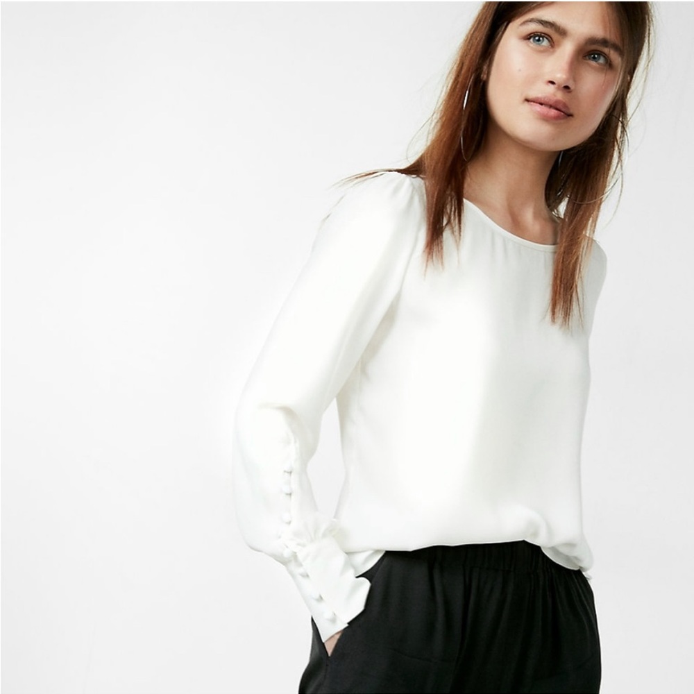 Express Ivory Puff Sleeve Blouse